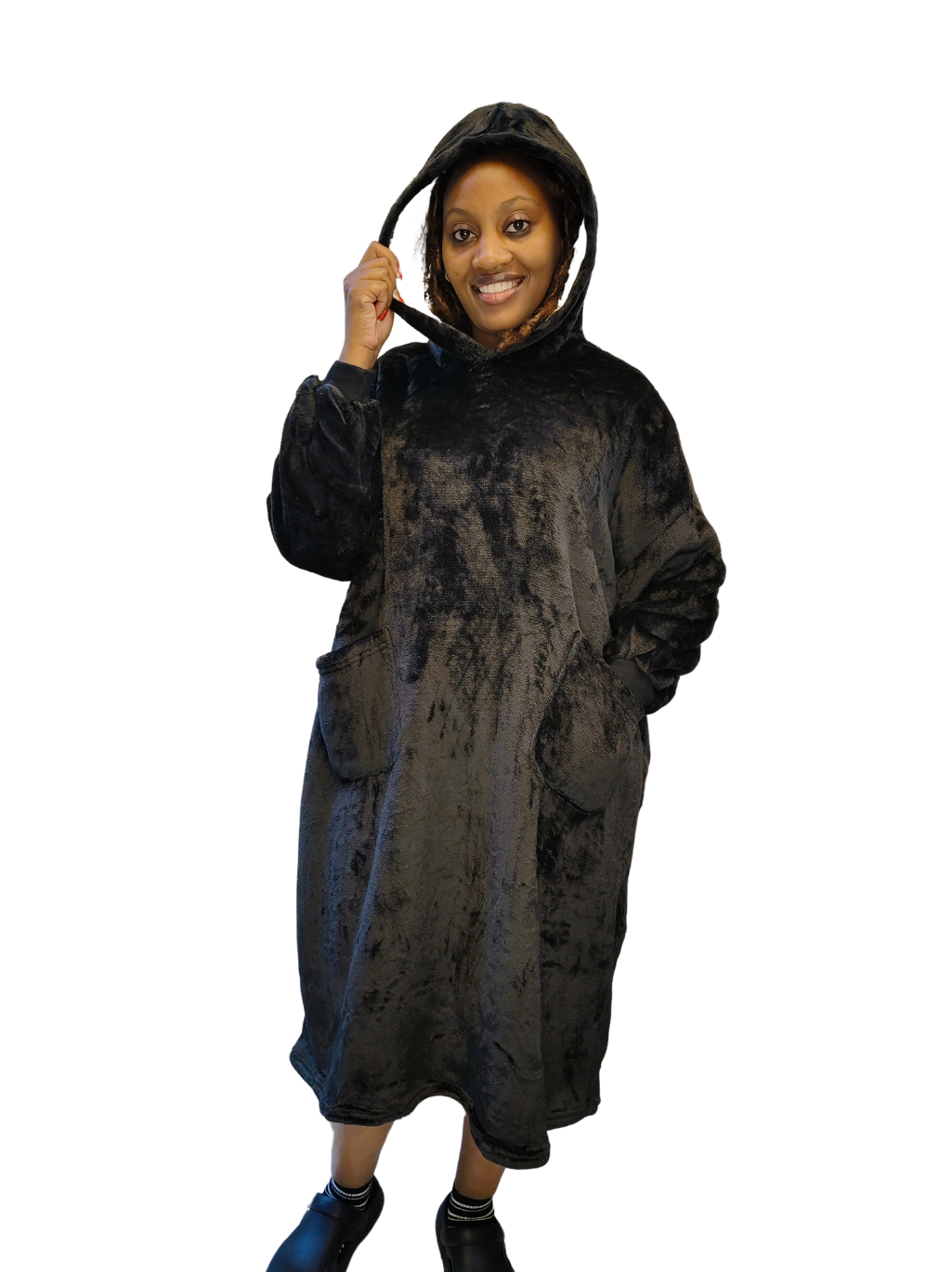 Unisex Hoodie Blanket - Black