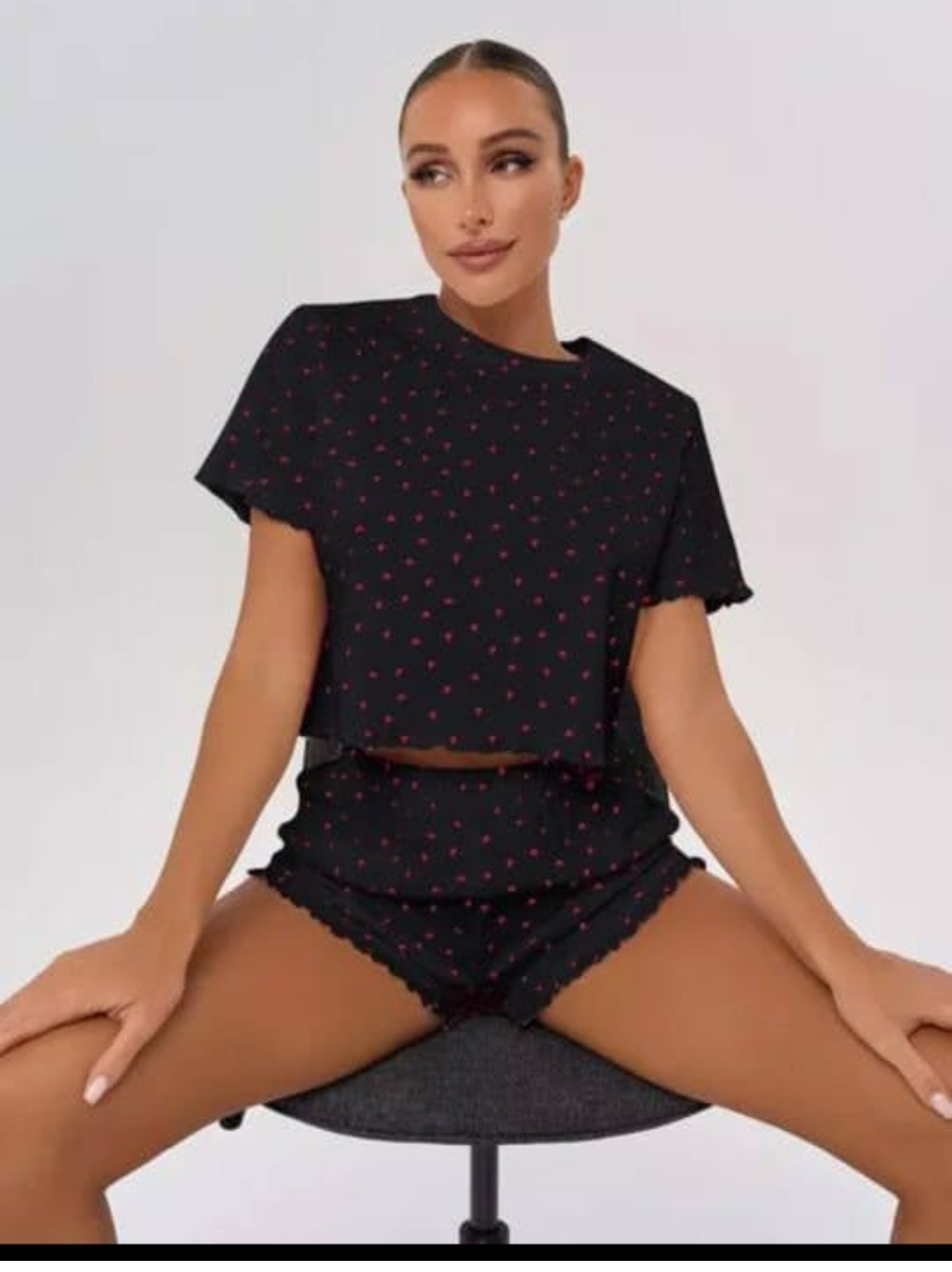 Cotton Pajama short set -Black