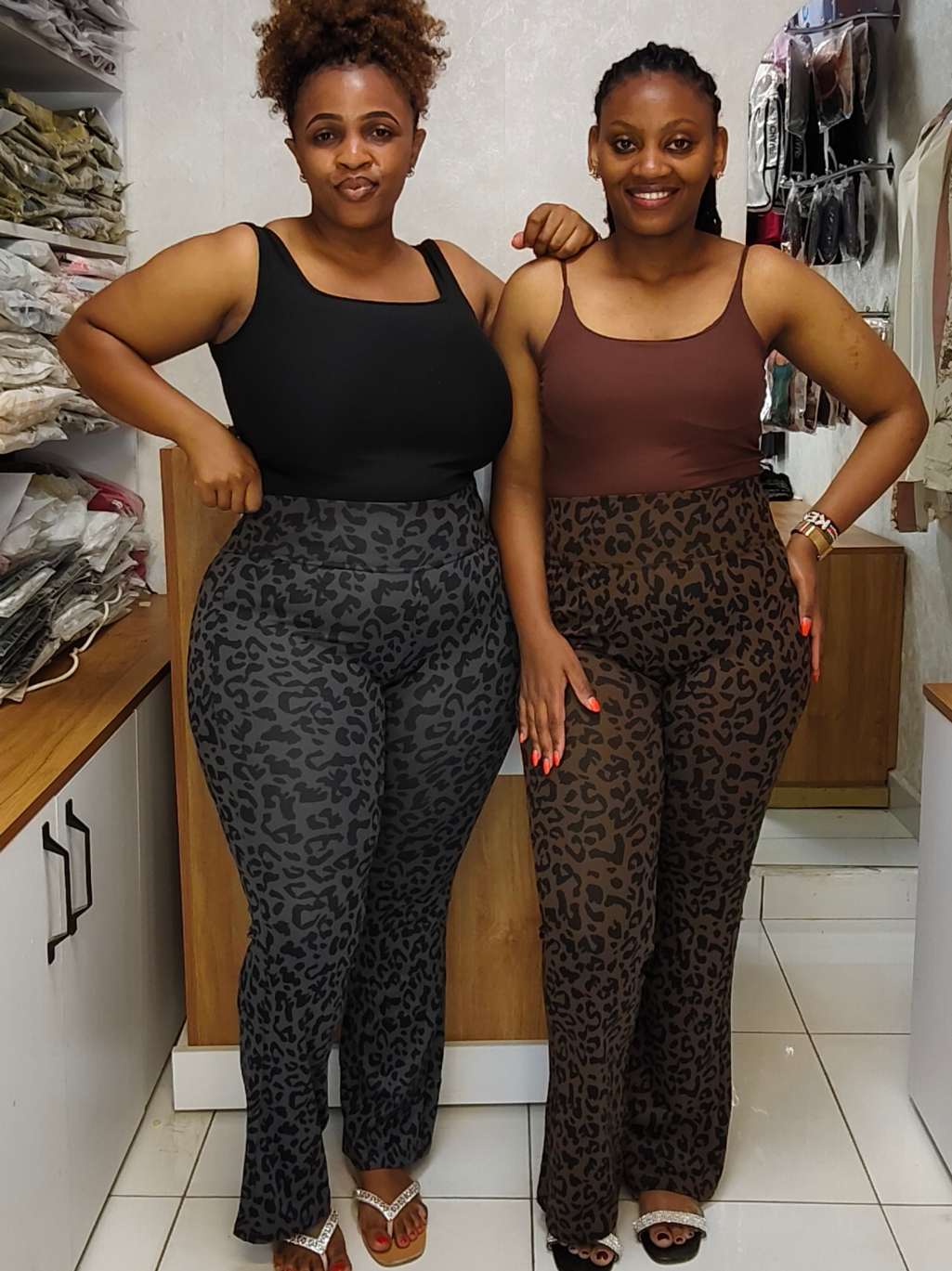 High Waist Animal Print Flared Leggings