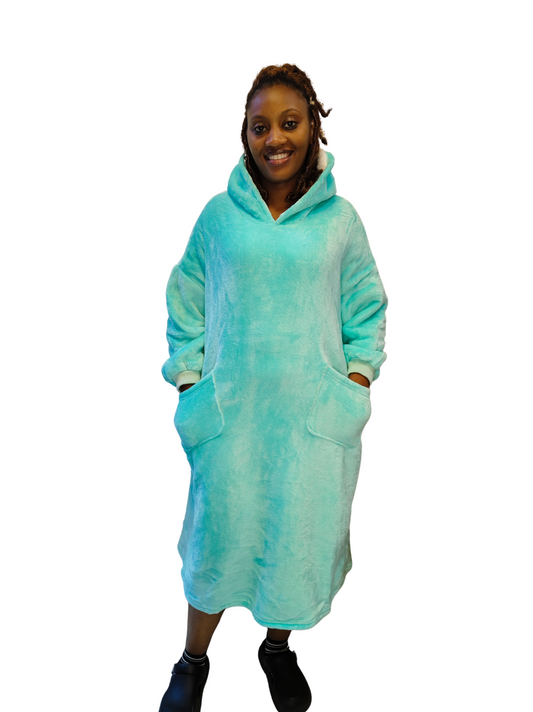 Unisex Hoodie Blanket - Cyan Blue