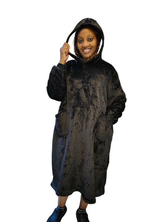 Unisex Hoodie Blanket - Black