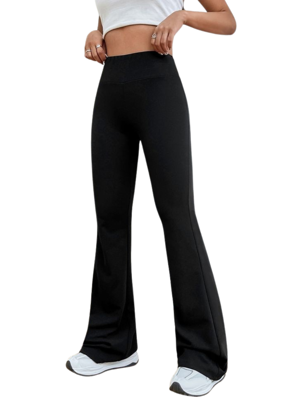 Black High-Waist Flared Leggings