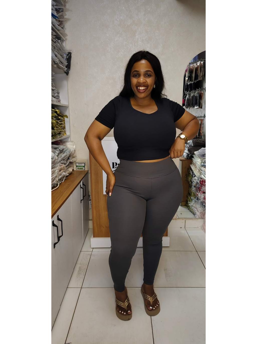 High Waist Pencil Legging - Brown